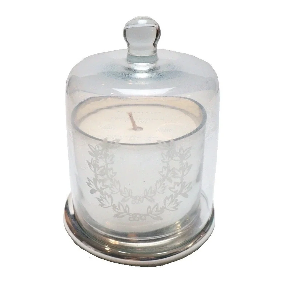 Pottery Barn Glass Cloche Dome Scented Candle Eucalyptus & Clove 13.4 oz Retired